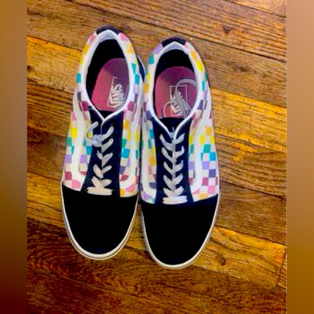 Multi colored vans size 6